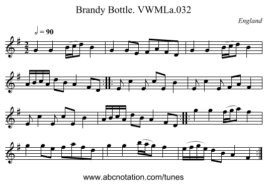Brandy Bottle. VWMLa.032 - staff notation