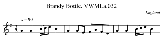 Brandy Bottle. VWMLa.032 - staff notation