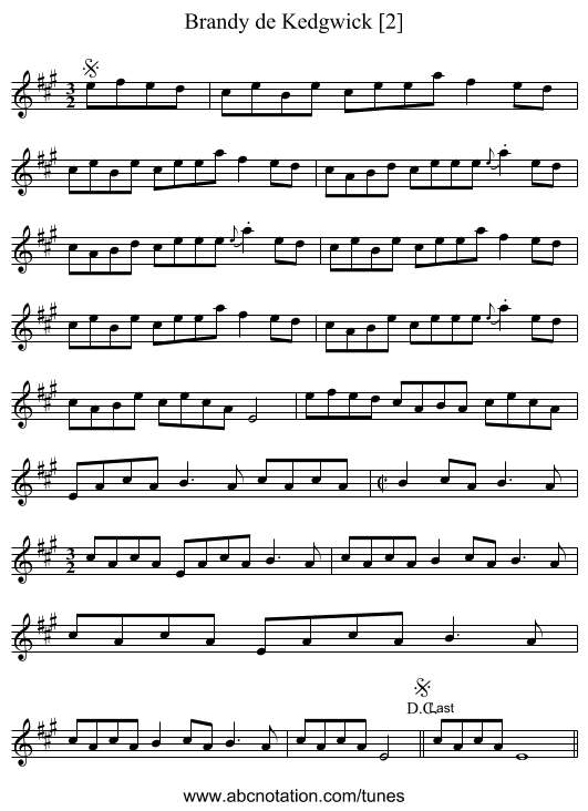 Brandy de Kedgwick [2] - staff notation