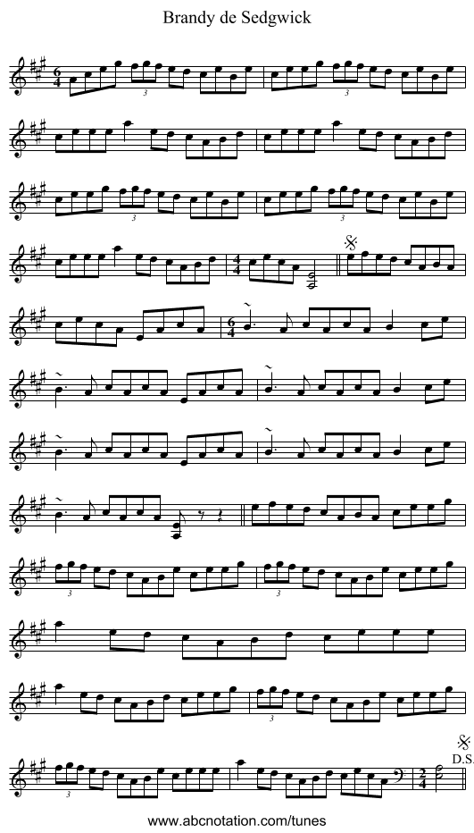 Brandy de Sedgwick - staff notation