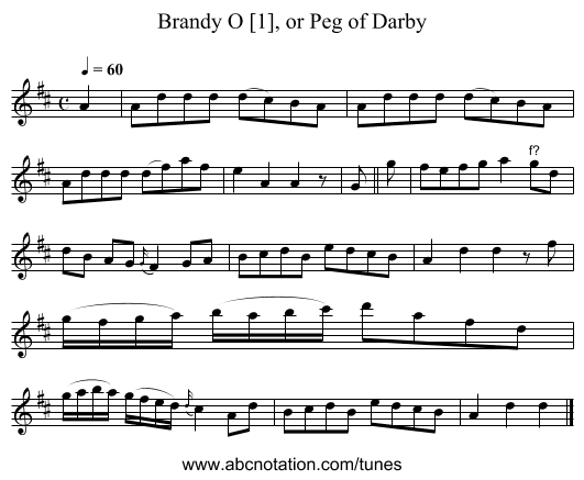 Brandy O [1], or Peg of Darby - staff notation
