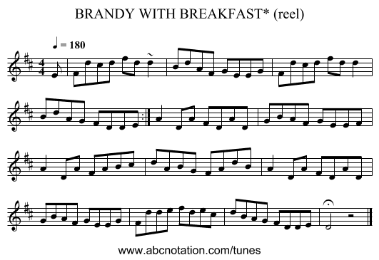 BRANDY WITH BREAKFAST* (reel) - staff notation