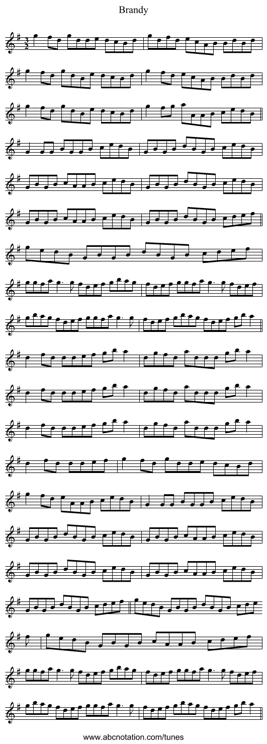 Brandy - staff notation