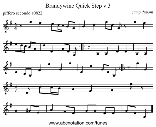 Brandywine Quick Step v.3 - staff notation