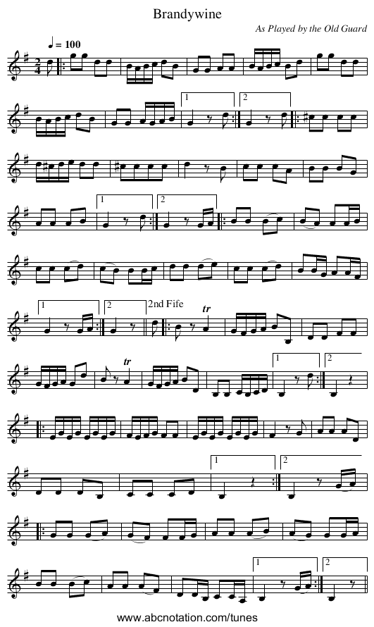 Brandywine - staff notation