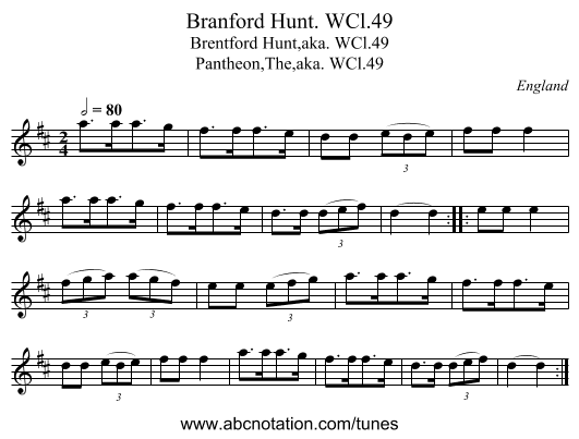 Branford Hunt. WCl.49 - staff notation