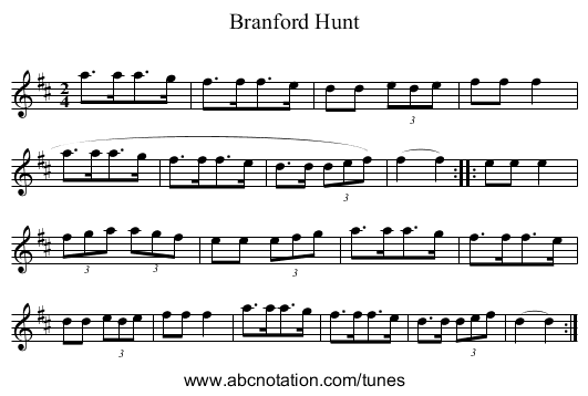 Branford Hunt - staff notation