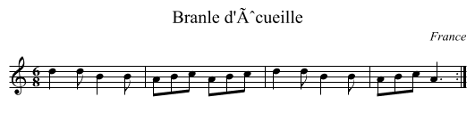 Branle d'Ãˆcueille - staff notation