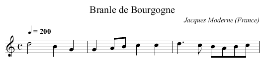 Branle de Bourgogne - staff notation