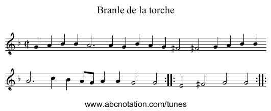 Branle de la torche - staff notation