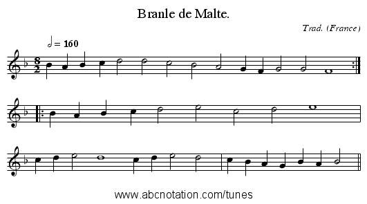 Branle de Malte. - staff notation