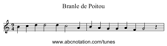 Branle de Poitou - staff notation