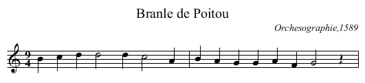 Branle de Poitou - staff notation