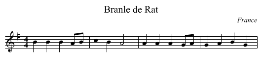 Branle de Rat - staff notation