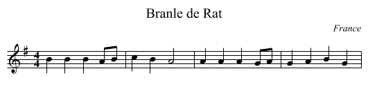 Branle de Rat - staff notation
