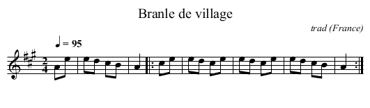 Branle de village - staff notation