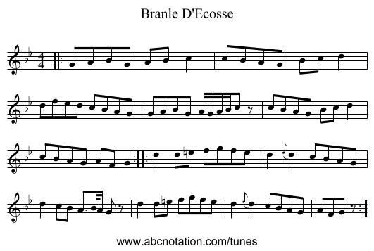Branle D'Ecosse - staff notation