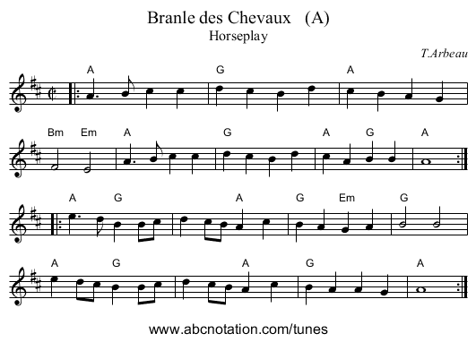 Branle des Chevaux   (A) - staff notation