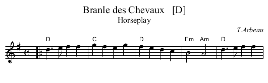 Branle des Chevaux   [D] - staff notation