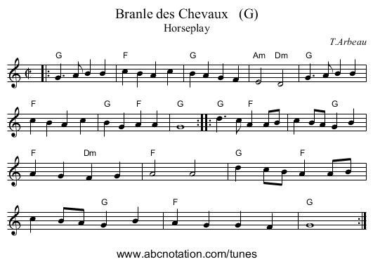 Branle des Chevaux   (G) - staff notation