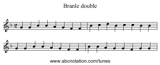 Branle double - staff notation
