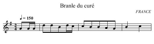 Branle du curé - staff notation