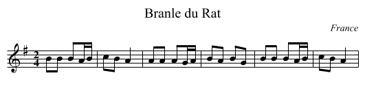 Branle du Rat - staff notation