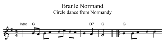 Branle Normand - staff notation