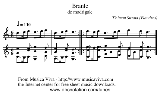 Branle - staff notation