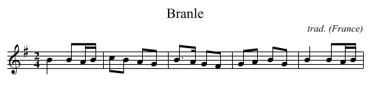 Branle - staff notation