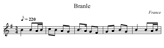 Branle - staff notation