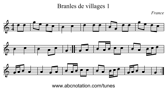 Branles de villages 1 - staff notation
