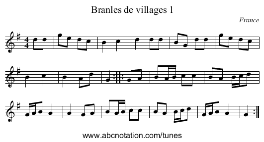 Branles de villages 1 - staff notation