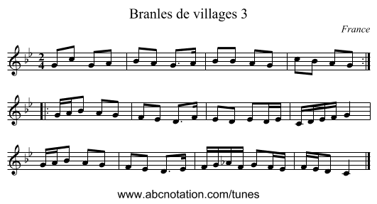 Branles de villages 3 - staff notation
