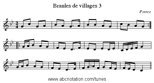 Branles de villages 3 - staff notation