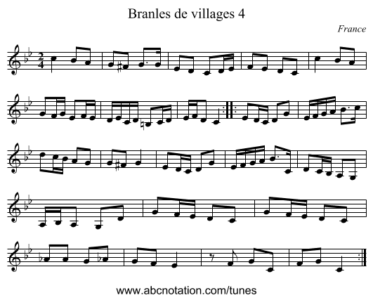 Branles de villages 4 - staff notation
