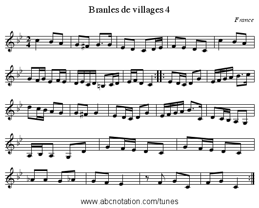 Branles de villages 4 - staff notation