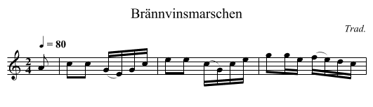 Br&auml;nnvinsmarschen - staff notation