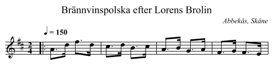 Brännvinspolska efter Lorens Brolin - staff notation