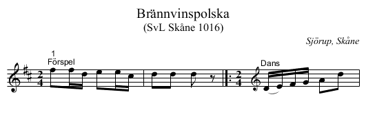 Brännvinspolska - staff notation