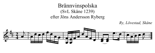 Brännvinspolska - staff notation