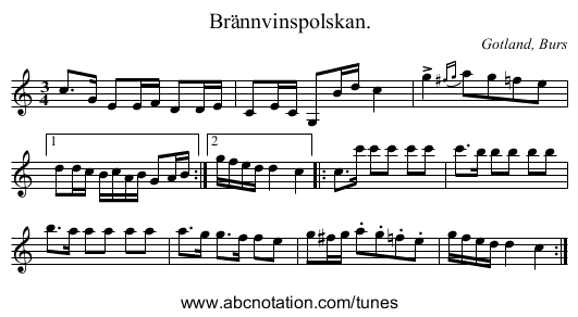 Brännvinspolskan. - staff notation