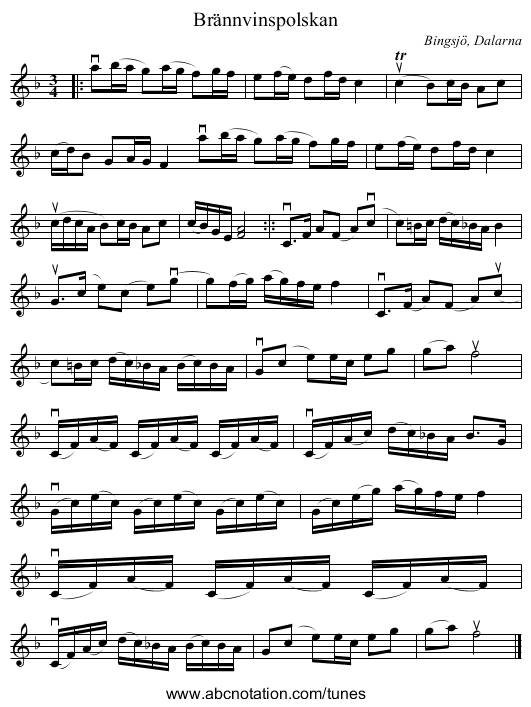 Brännvinspolskan - staff notation