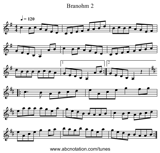 Branohm 2 - staff notation
