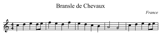 Bransle de Chevaux - staff notation