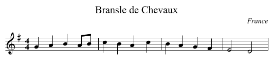 Bransle de Chevaux - staff notation