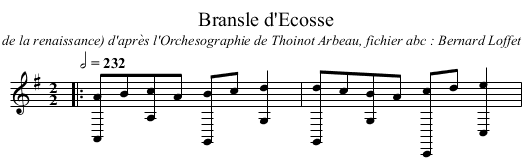 Bransle d'Ecosse - staff notation