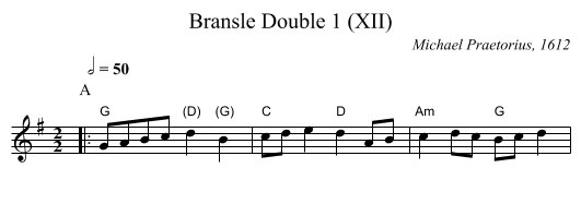 Bransle Double 1 (XII) - staff notation