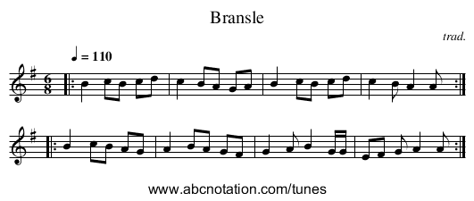Bransle - staff notation