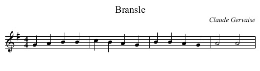 Bransle - staff notation